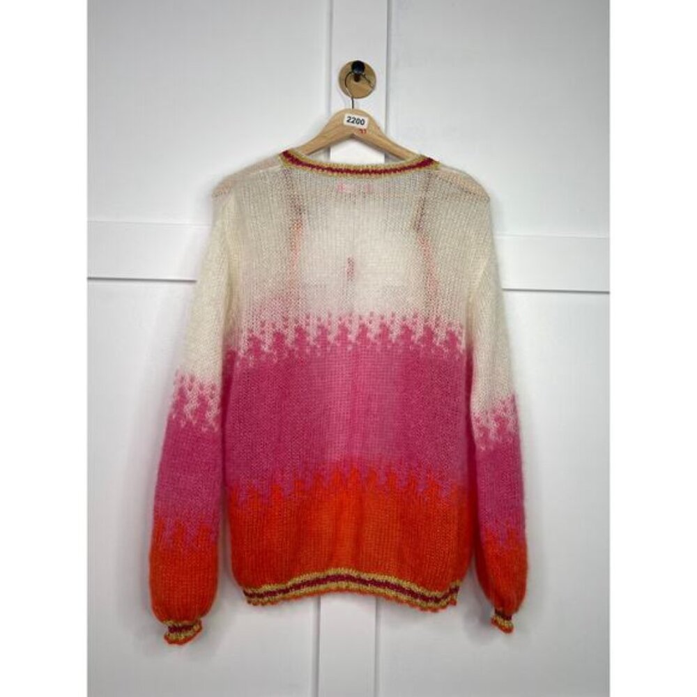 NWT Rose Carmine Oversized Ombré Mohair Blend Cardigan Pink White Size: OS - Picture 5 of 10